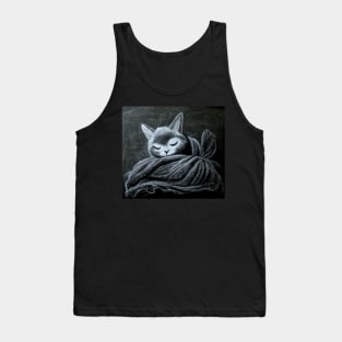 Sleeping Cat on Blankets Tank Top